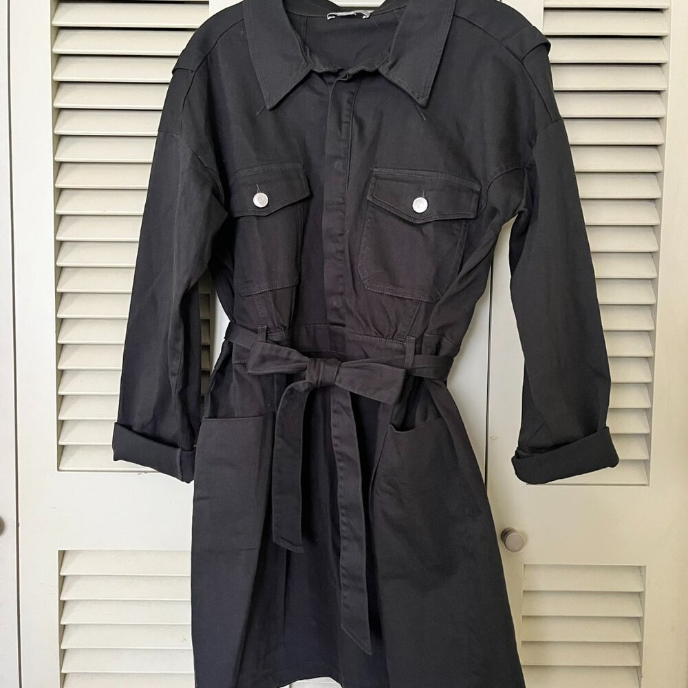 Tart Denim Tie Waist Mini Utility Dress